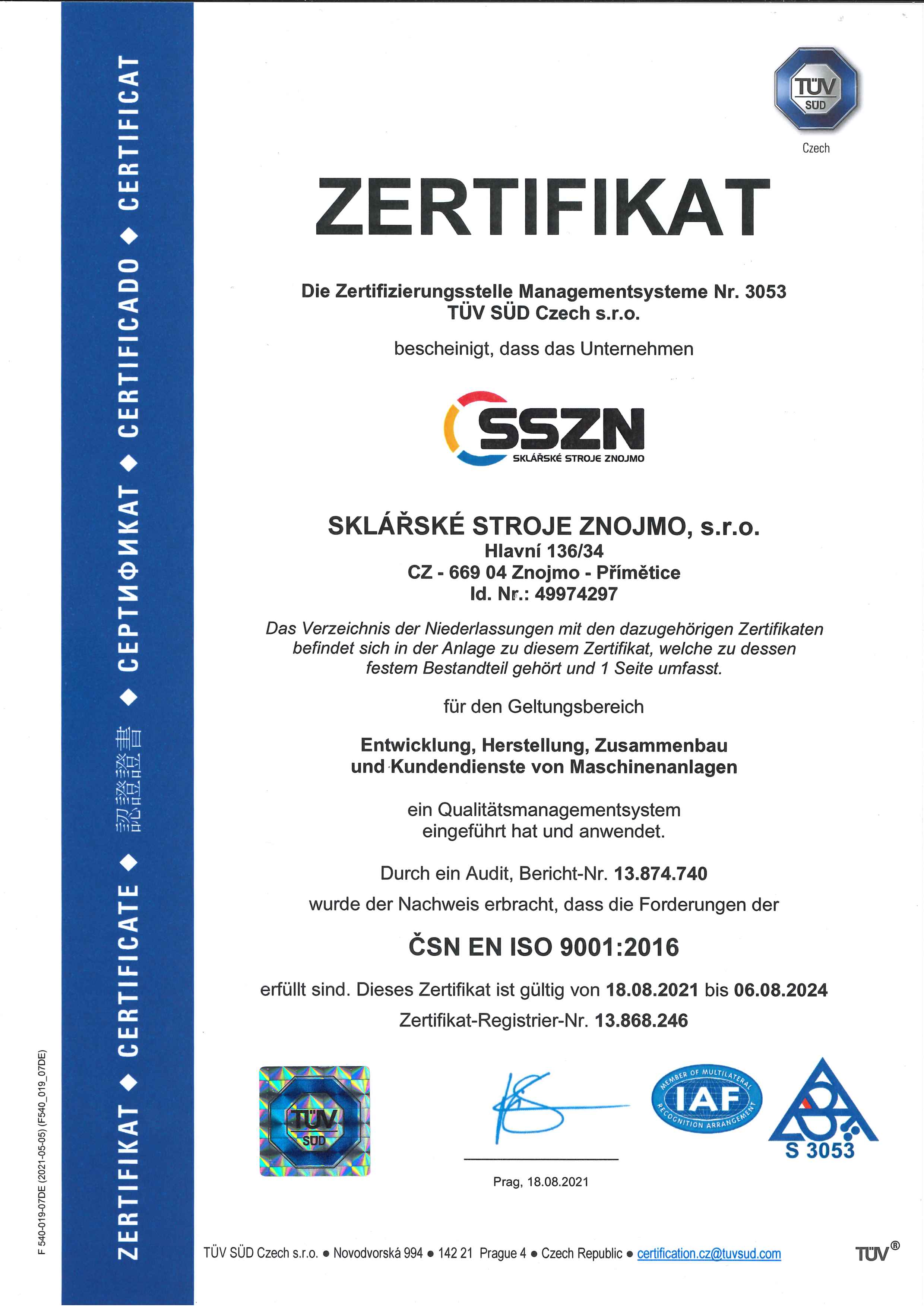 2021 Certifikát ISO 9001 Nj str1